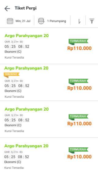 List of train screen